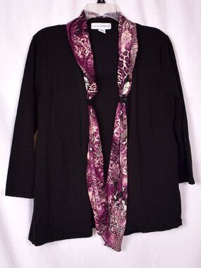 Sag Harbor Sweater with Scarf Size Large Black